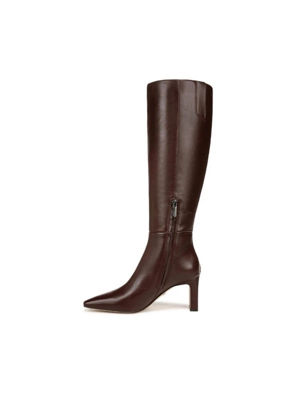 Sam Edelman Sylvia Boot Tall Pointed-Toe Leather Boots - Dark Brown - Picture 3 of 9